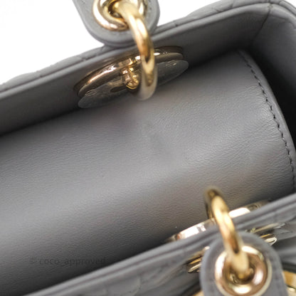 Christian Dior Lambskin My ABCDior Lady Dior Grey Gold Hardware