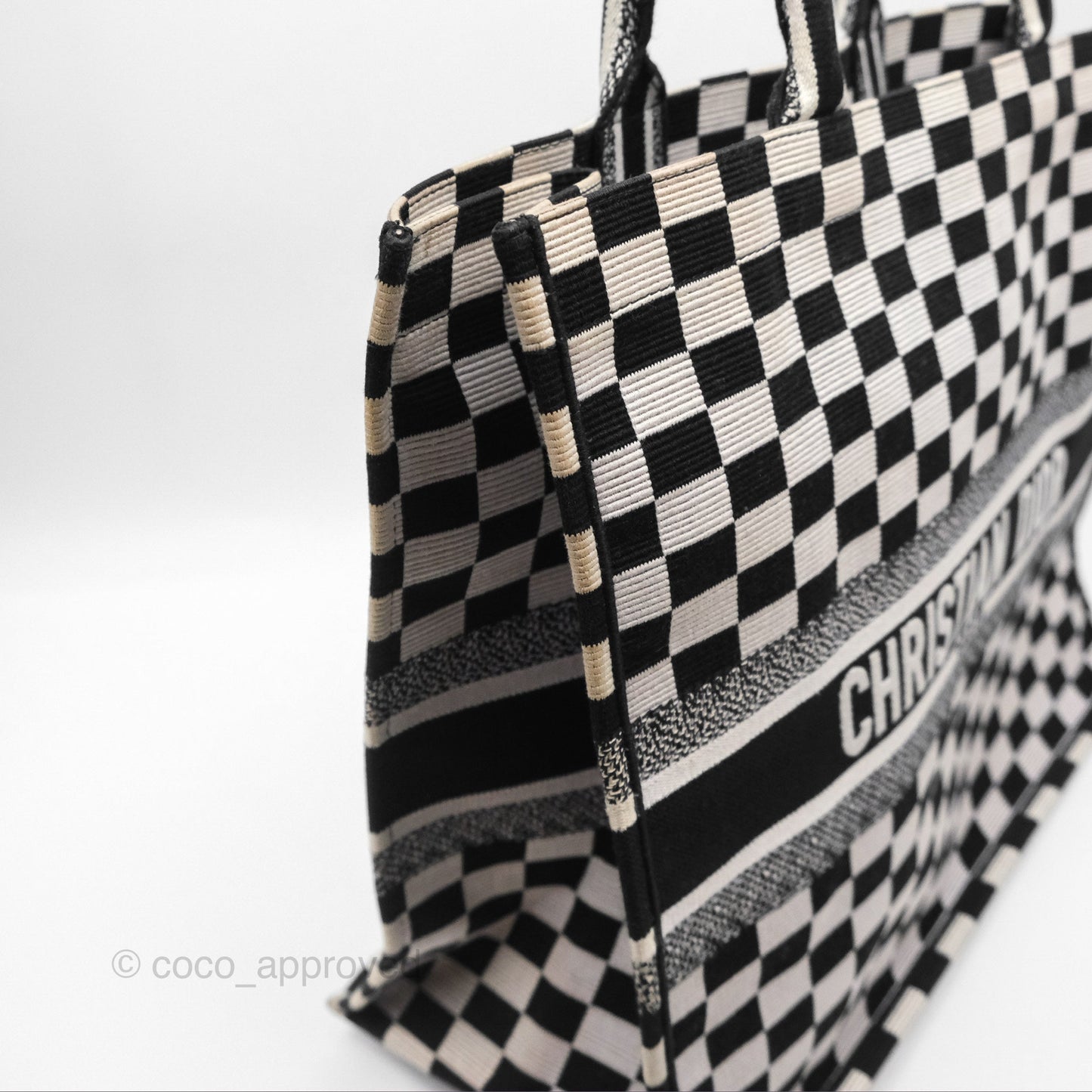 Christian Dior Large Book Tote Checkered Black/ White Canvas