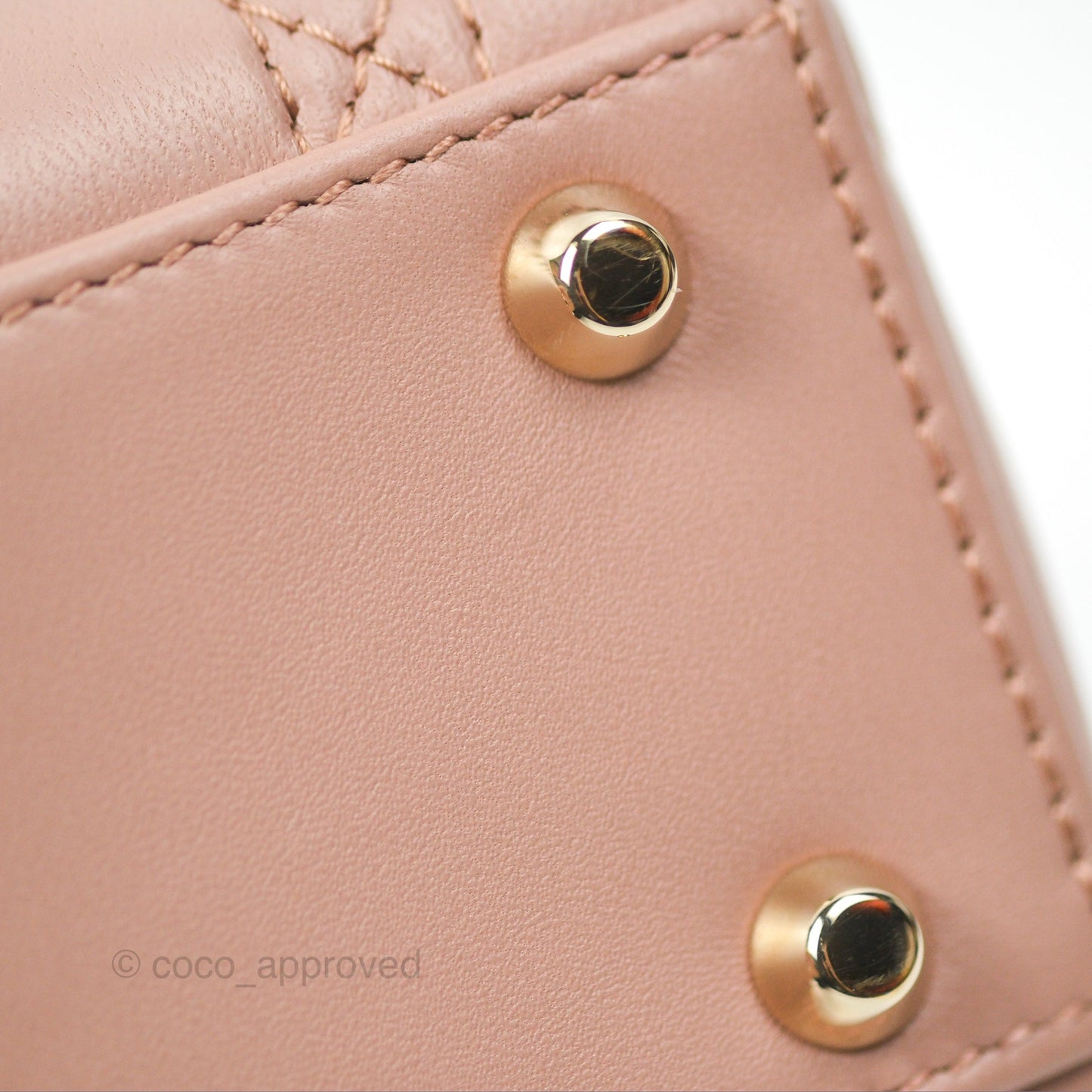 Christian Dior Mini Lady Dior Blush Cannage Lambskin Gold Hardware