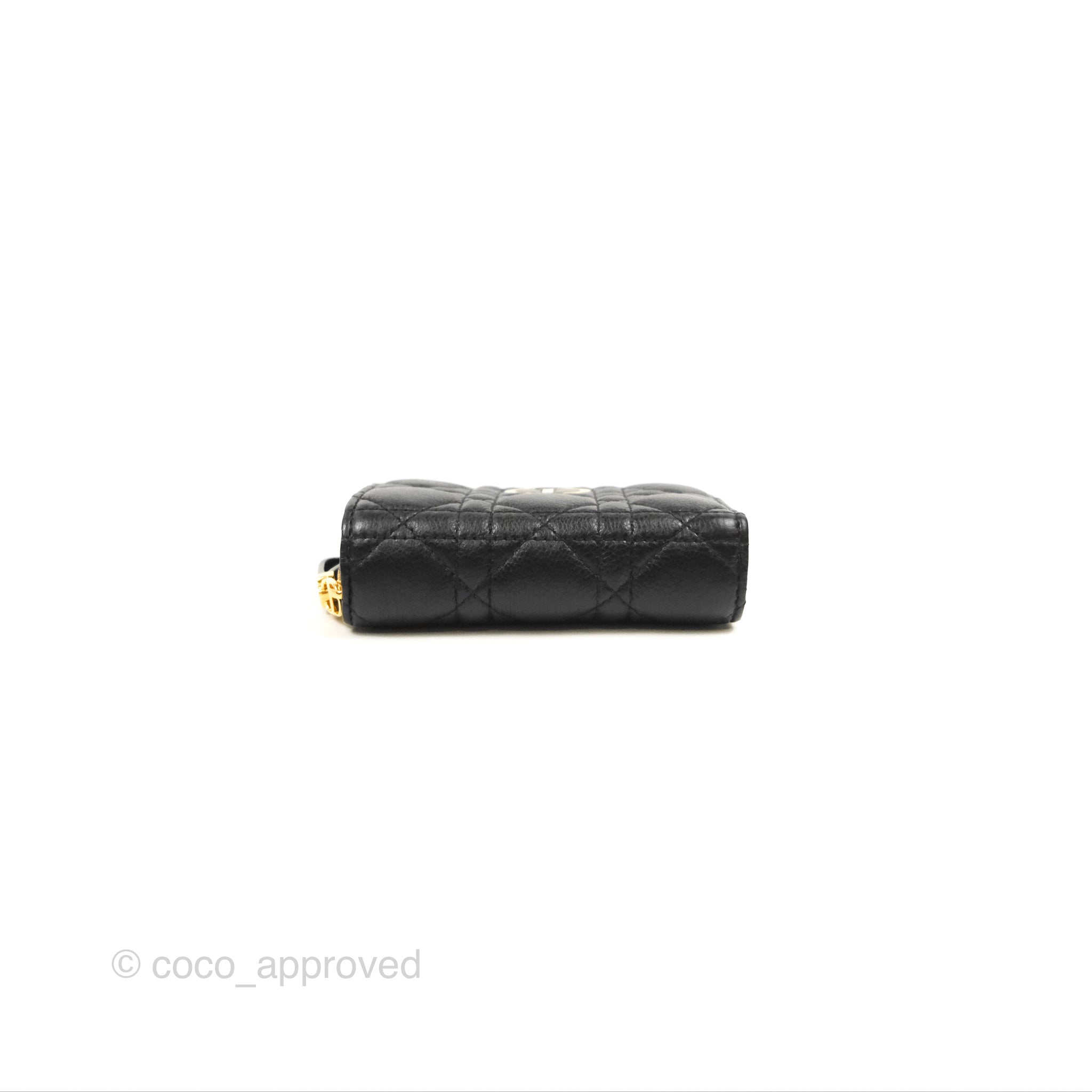 Dior Caro Scarlet Zipped Wallet Black Supple Cannage