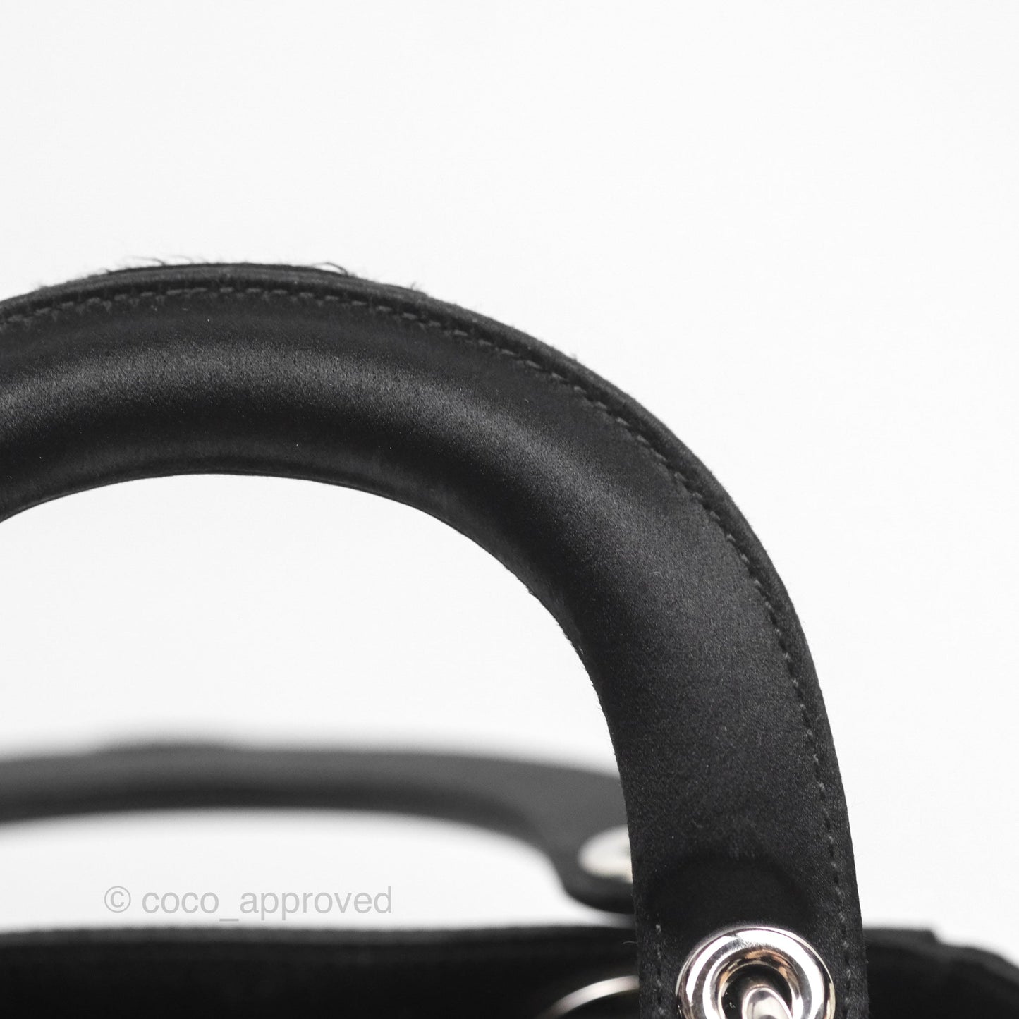 Christian Dior Mini Lady Dior Bag Black Strass Cannage Satin Silver Hardware