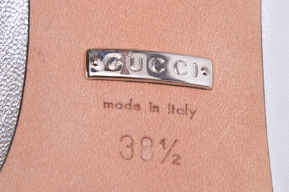 Gucci Metallic Silver Embellished Toe Heels SZ 38.5