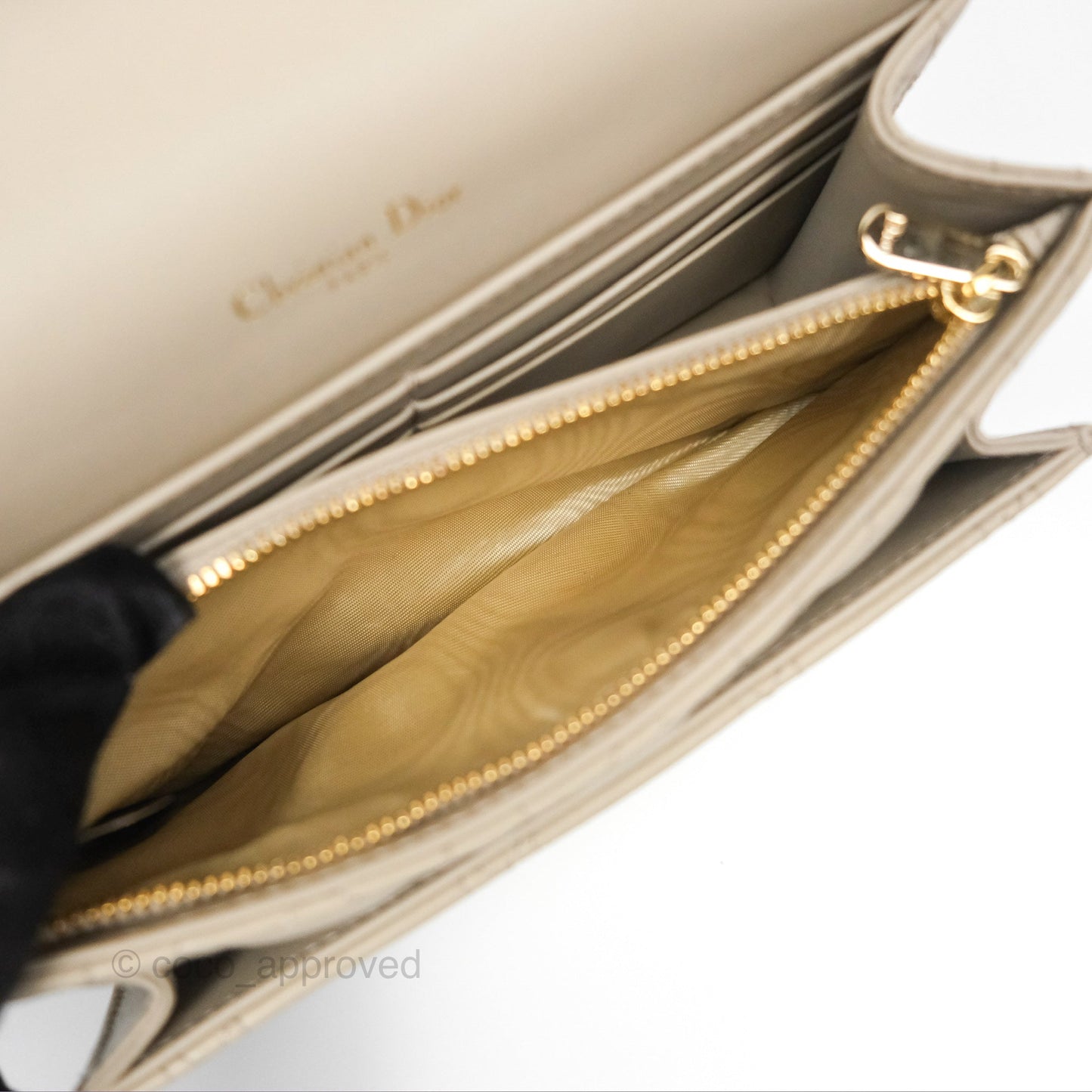 Christian Dior My Dior Daily Chain Pouch Sand-Colored Cannage Lambskin Gold Hardware