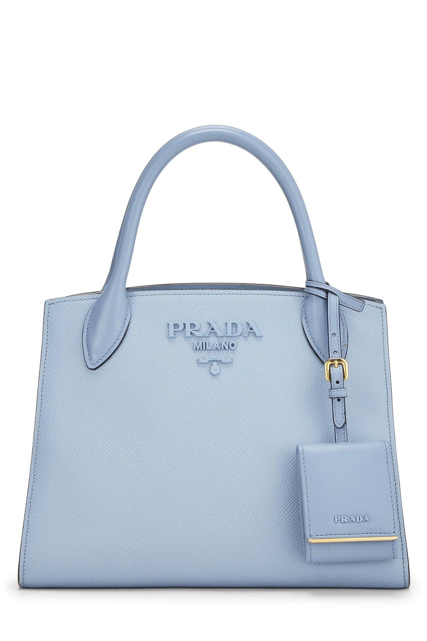 Prada,  Blue Saffiano Leather Monochrome Bag Small, Blue