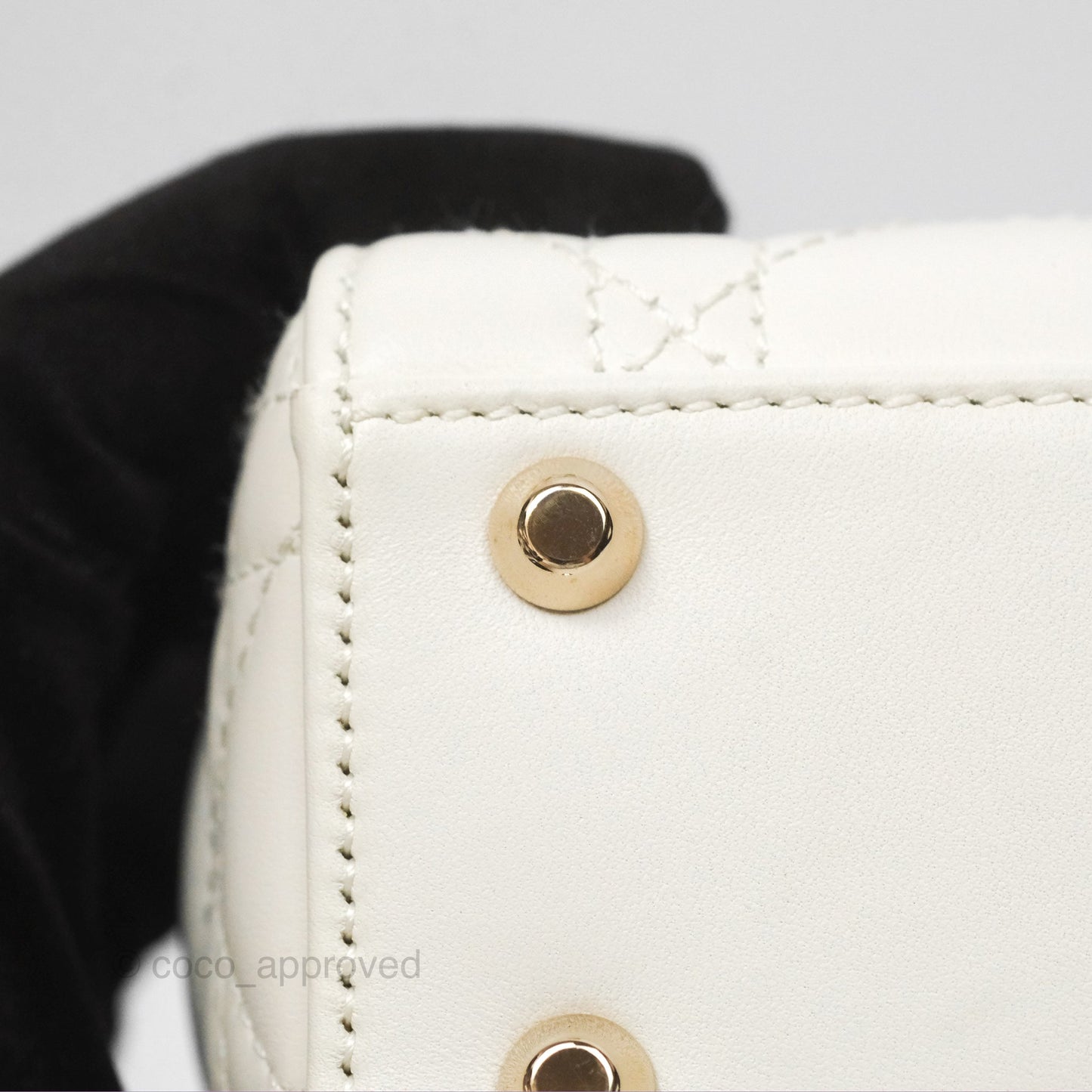Christian Dior Mini Lady Dior Latte Cannage Lambskin Gold Hardware