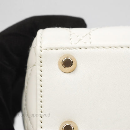 Christian Dior Mini Lady Dior Latte Cannage Lambskin Gold Hardware