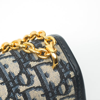 Dior 30 Montaigne East-West Bag With Chain Blue Dior Oblique Jacquard