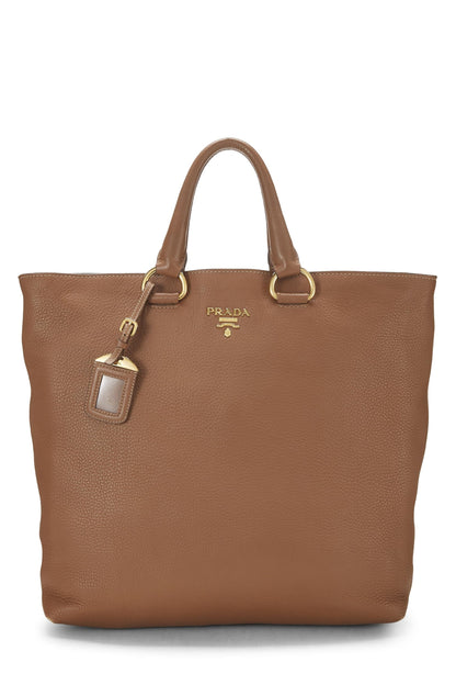 Prada,  Brown Vitello Daino Phenix Convertible Shopping Tote, Brown