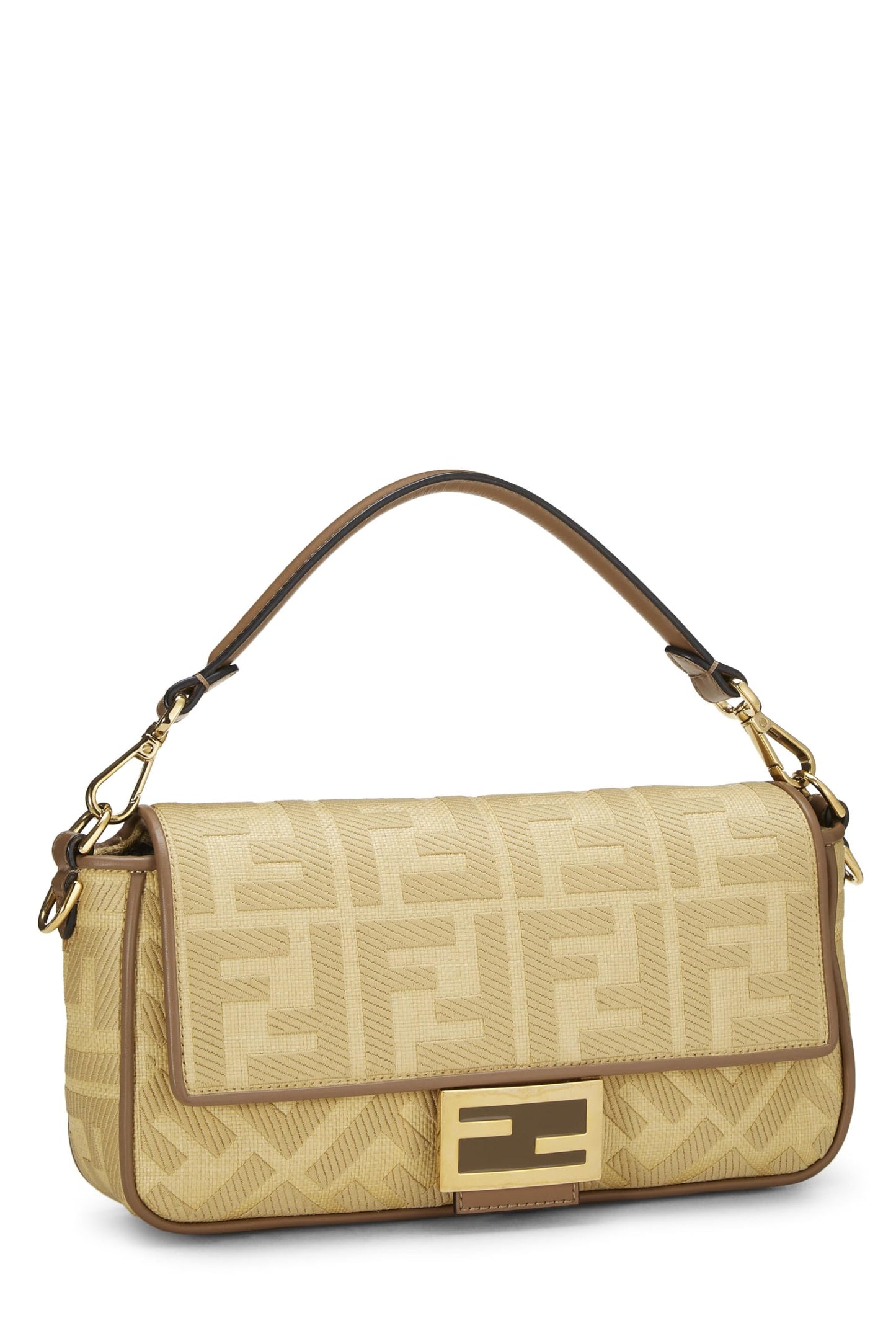 Fendi,  Yellow Canvas Convertible Baguette Medium, Yellow