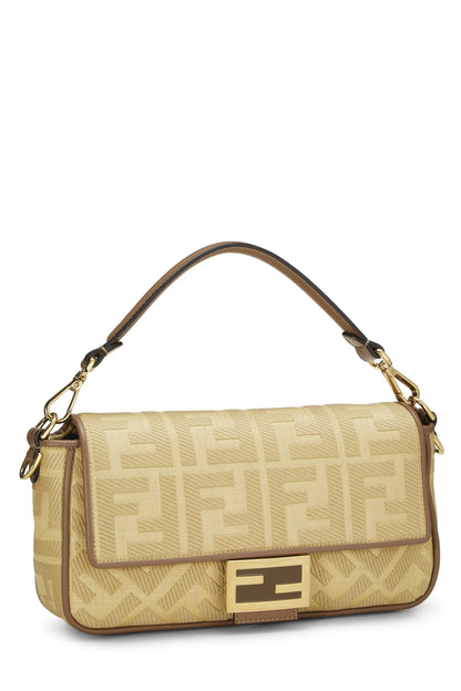 Fendi,  Yellow Canvas Convertible Baguette Medium, Yellow