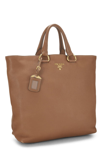 Prada,  Brown Vitello Daino Phenix Convertible Shopping Tote, Brown