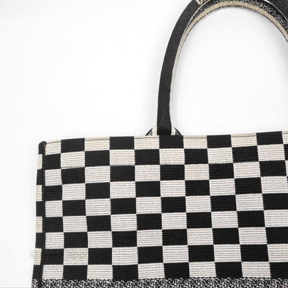 Christian Dior Large Book Tote Checkered Black/ White Canvas