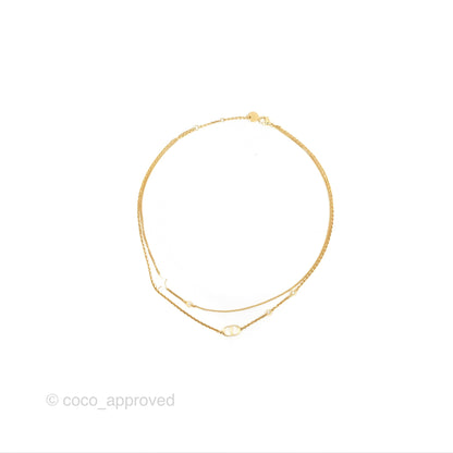 Christian Dior Petit CD Double Necklace Crystals Gold Tone
