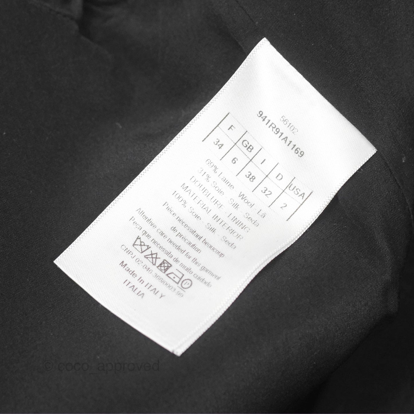 Christian Dior Black White Wool Silk Dress 2019AW Size 34