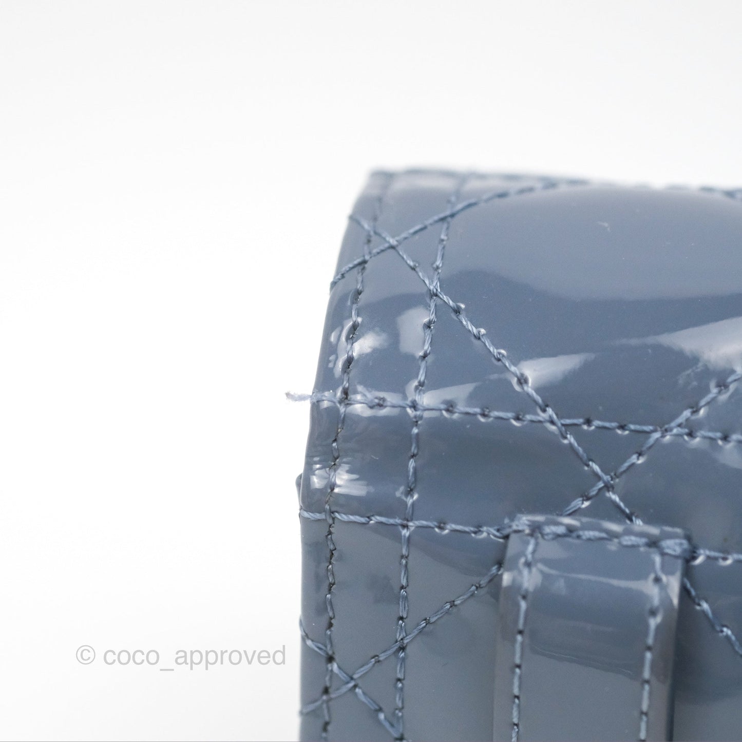 Christian Dior Nano Lady Dior Pouch Cloud Blue Cannage Patent