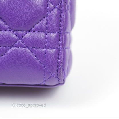 Dior Small Lady D-Joy Bag Purple Lambskin Cannage Gold Hardware