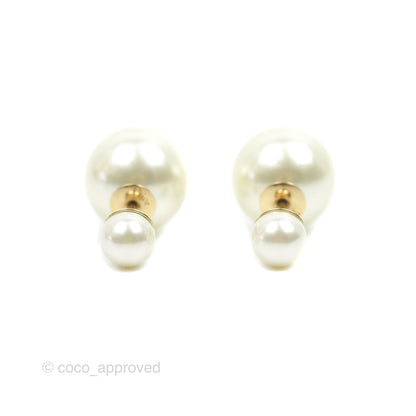 Christian Dior Tribales Pearl Earrings Gold Tone
