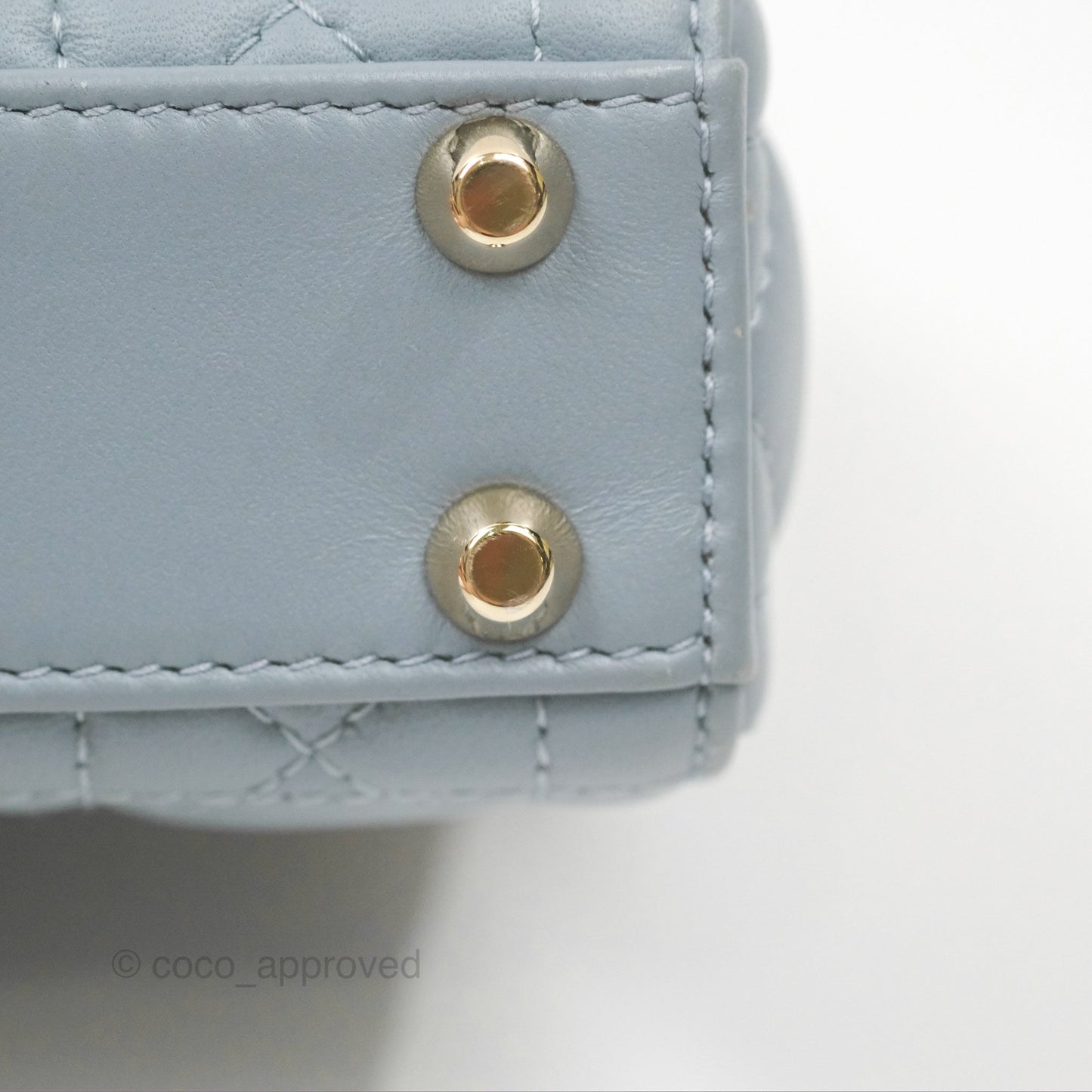 Christian Dior Micro Lady Dior Cannage Blue Grey Lambskin Gold Hardware
