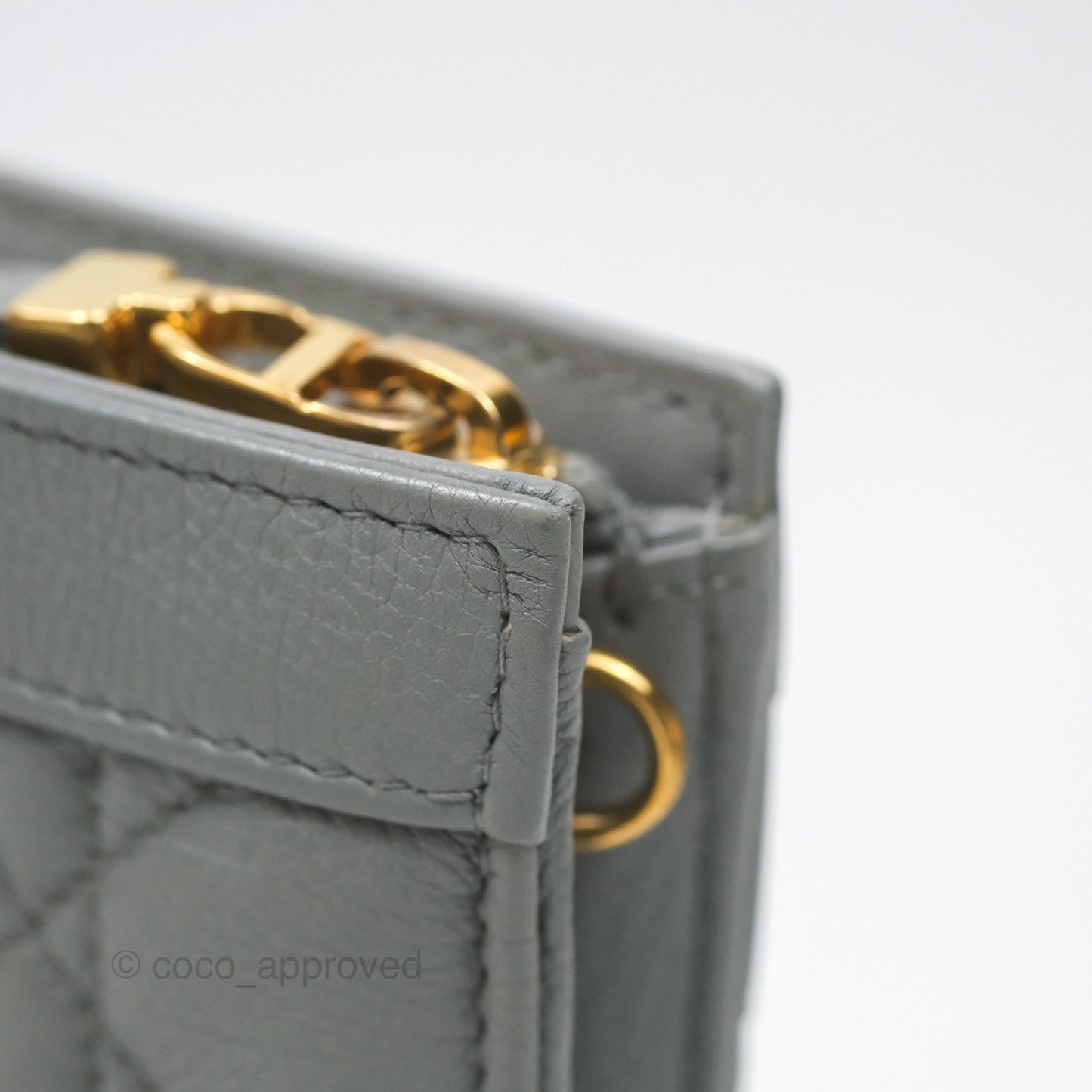 Christian Dior Dior Caro Every Dior Pouch Stone Gray Cannage Calfskin