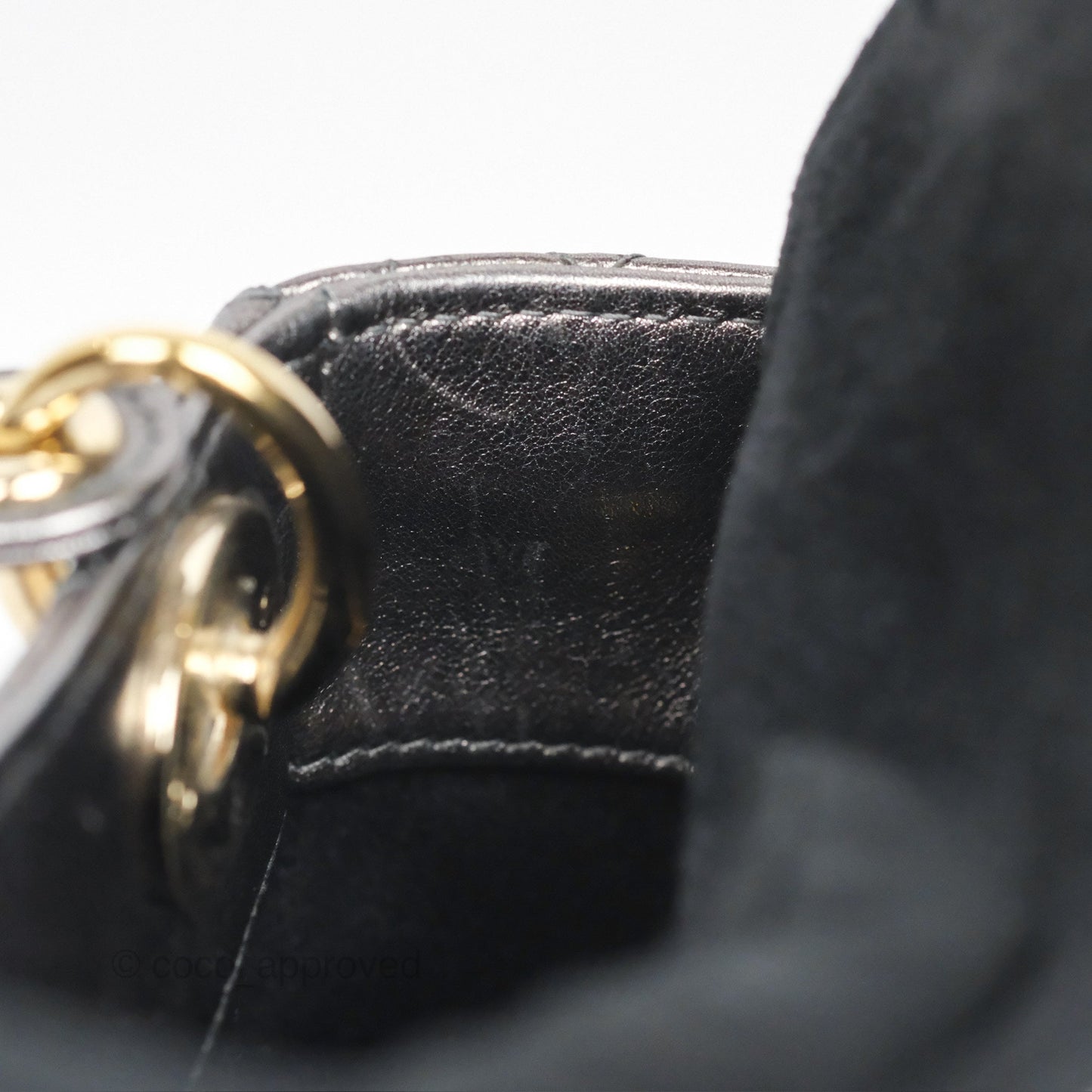 Christian Dior Mini Lady Dior Metallic Dark Grey Lambskin Cannage Gold Hardware