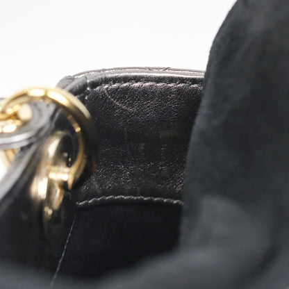 Christian Dior Mini Lady Dior Metallic Dark Grey Lambskin Cannage Gold Hardware