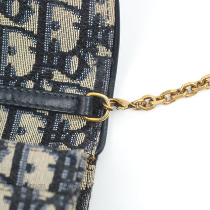 Christian Dior Saddle Chain Pouch Navy Oblique Jacquard