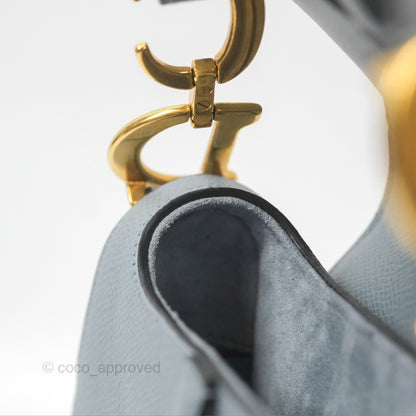 Christian Dior Mini Saddle Bag Cloud Blue Grained Calfskin Gold Hardware
