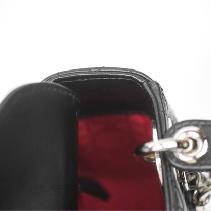 Christian Dior Cannage Mini Lady Dior Black Silver Hardware