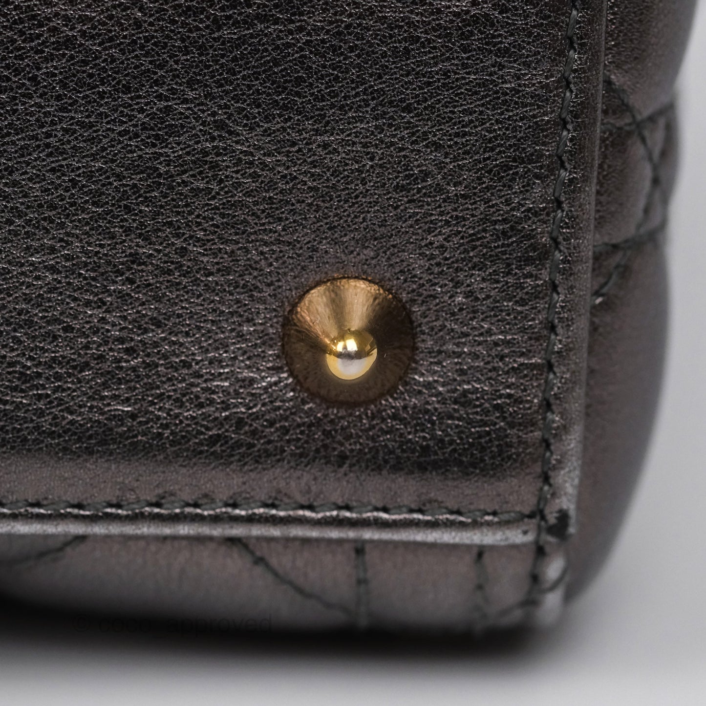 Christian Dior Medium Lady Dior Metallic Dark Grey Lambskin Gold Hardware