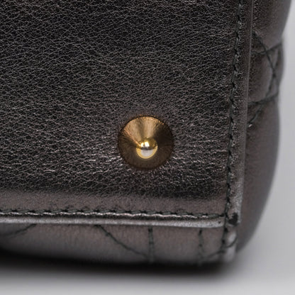 Christian Dior Medium Lady Dior Metallic Dark Grey Lambskin Gold Hardware