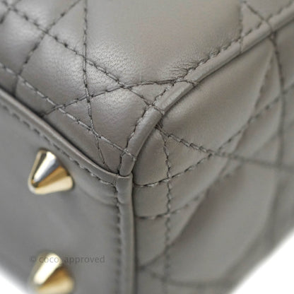Christian Dior Lambskin My ABCDior Lady Dior Grey Gold Hardware