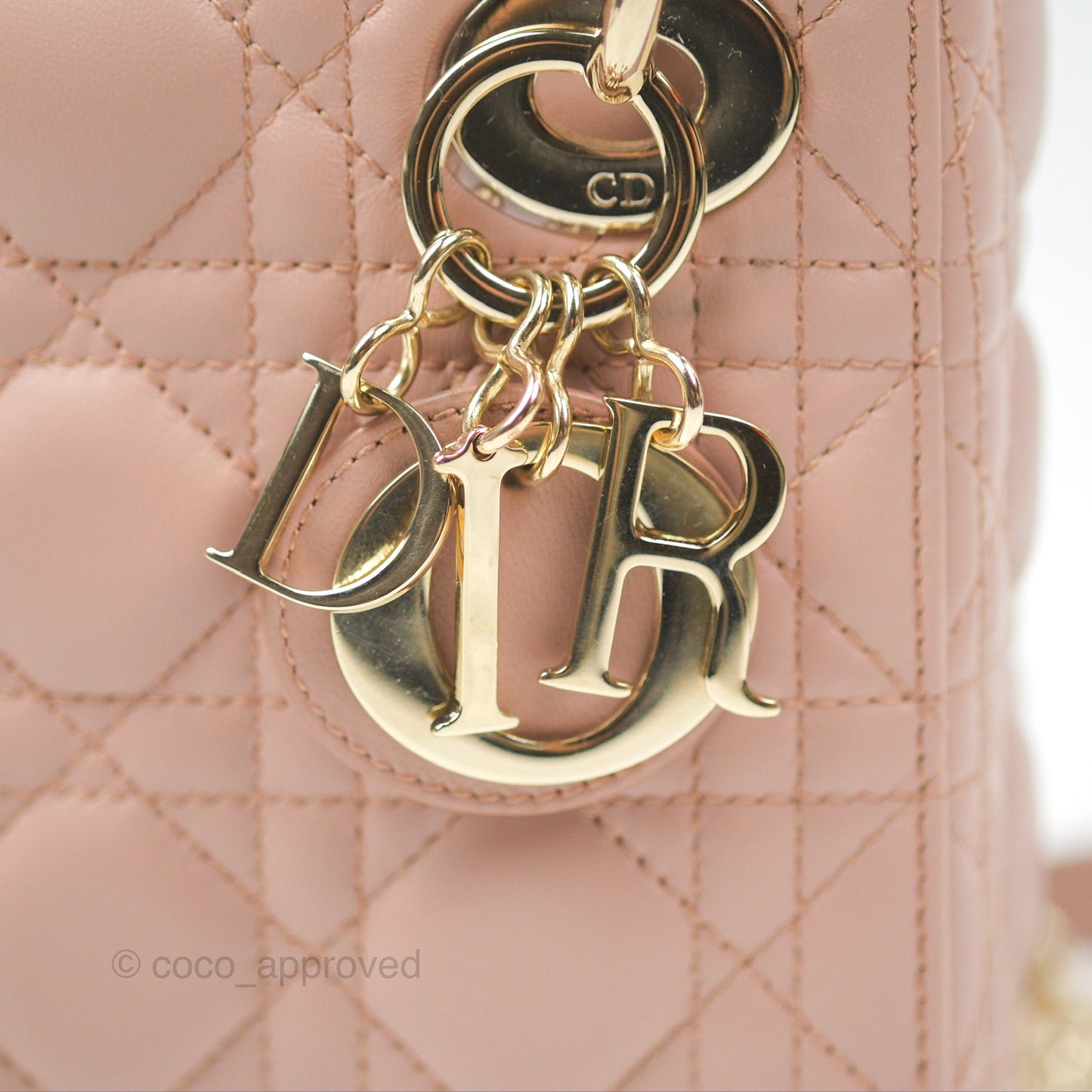 Christian Dior Mini Lady Dior Blush Cannage Lambskin Gold Hardware