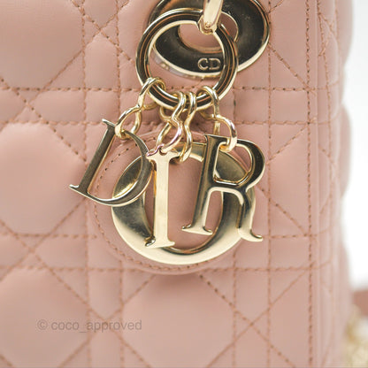 Christian Dior Mini Lady Dior Blush Cannage Lambskin Gold Hardware