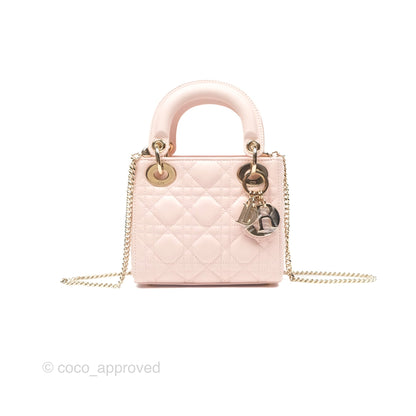 Christian Dior Mini Lady Dior Pink Lambskin Gold Hardware