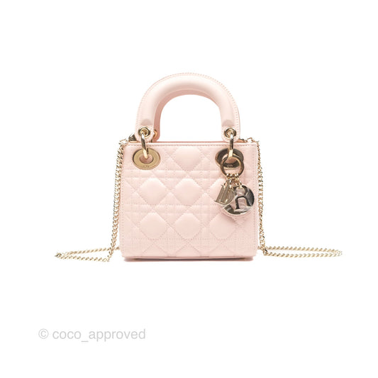 Christian Dior Mini Lady Dior Pink Lambskin Gold Hardware