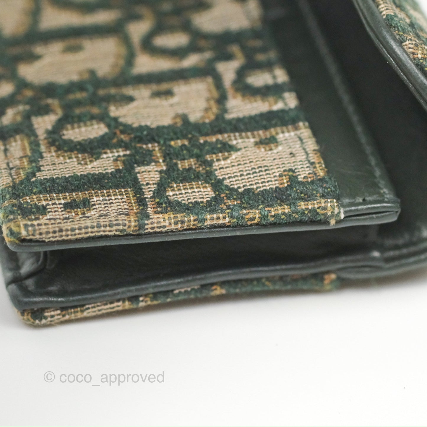 Christian Dior Saddle Flap Card Holder Green Dior Oblique Jacquard