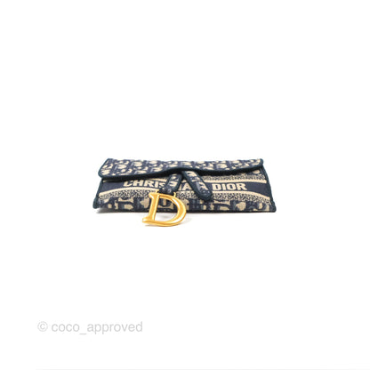 Christian Dior Navy Oblique Slim Saddle Pouch