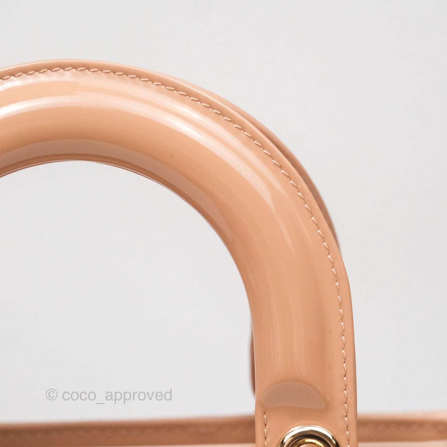 Christian Dior Small Lady Dior My ABCDior Beige Patent Gold Hardware