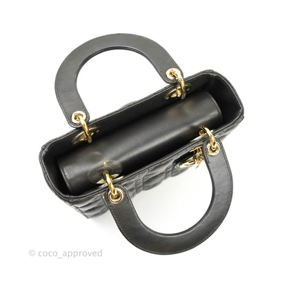 Christian Dior Lambskin My ABCDior Lady Dior Dark Grey Gold Hardware