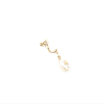 Dior CD Star Pearl Drop Earrings Gold Tone