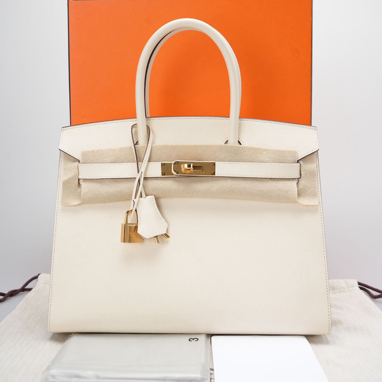 Hermes Birkin 30 Sellier Bag in Nata Epsom Leather with Gold Hardware