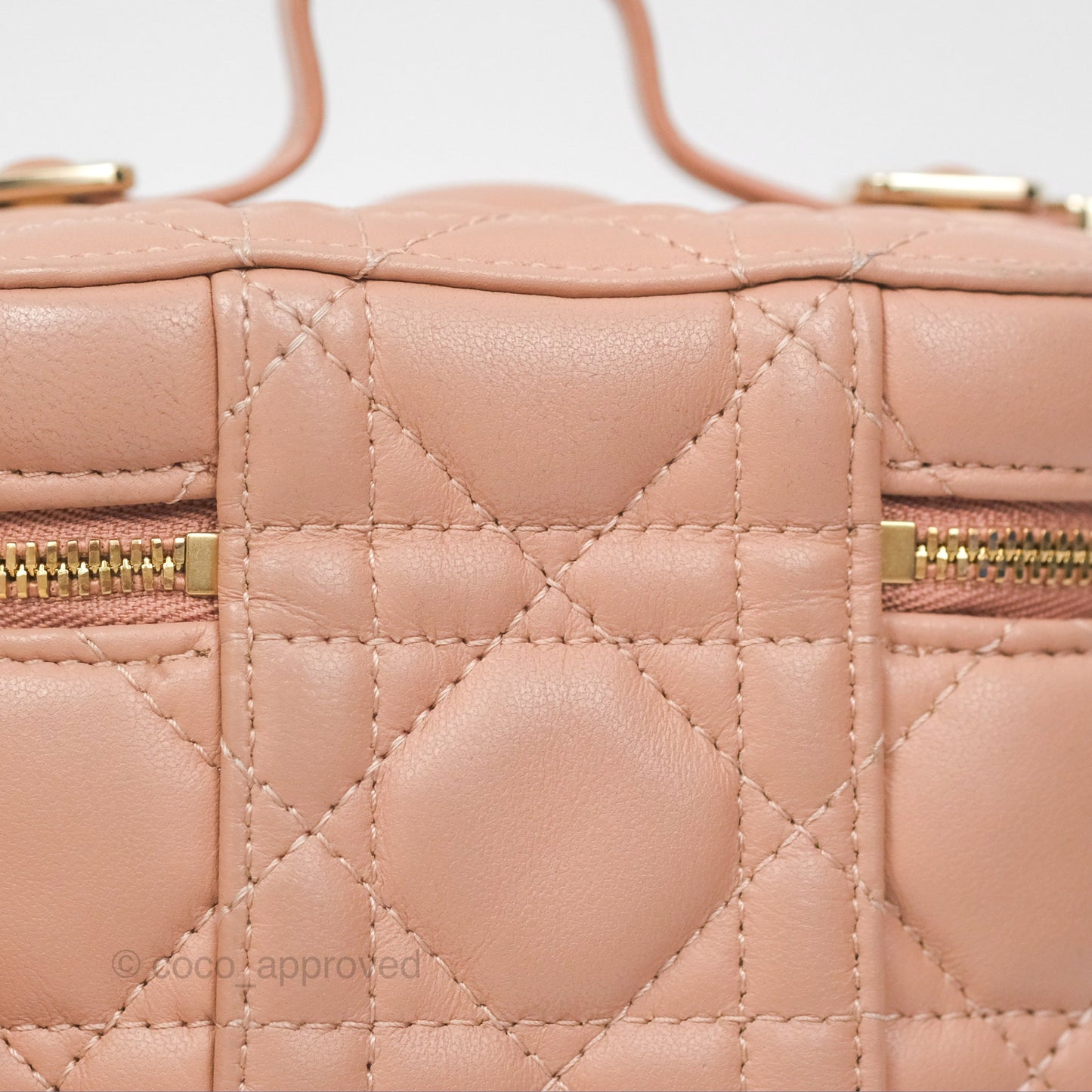 Christian Dior Micro Lady Dior Vanity Case Rose Des Vents Cannage Lambskin