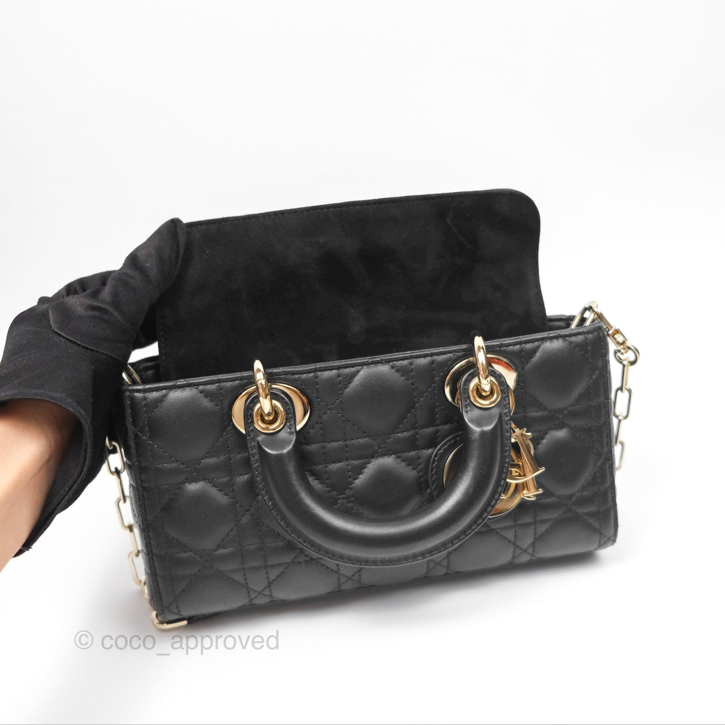 Dior Small Lady D-Joy Bag Black Lambskin Cannage Gold Hardware