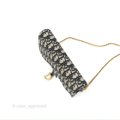 Christian Dior Saddle Chain Pouch Navy Oblique Jacquard