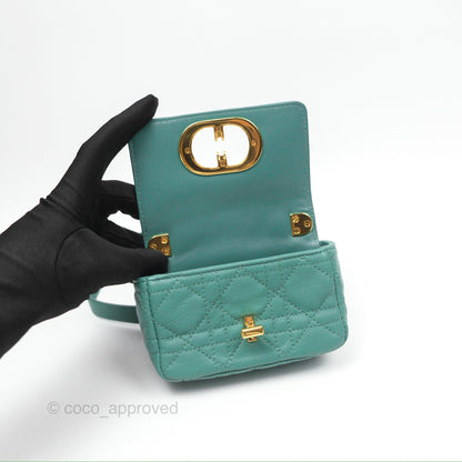 Christian Dior Micro Caro Bag in Tundra Green Supple Cannage Calfskin Gold Hardware