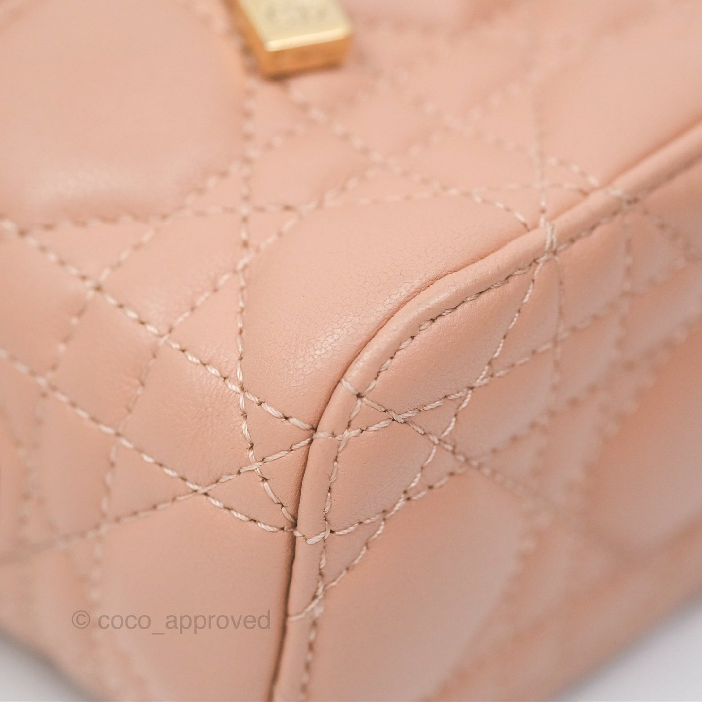 Christian Dior Micro Lady Dior Vanity Case Rose Des Vents Cannage Lambskin