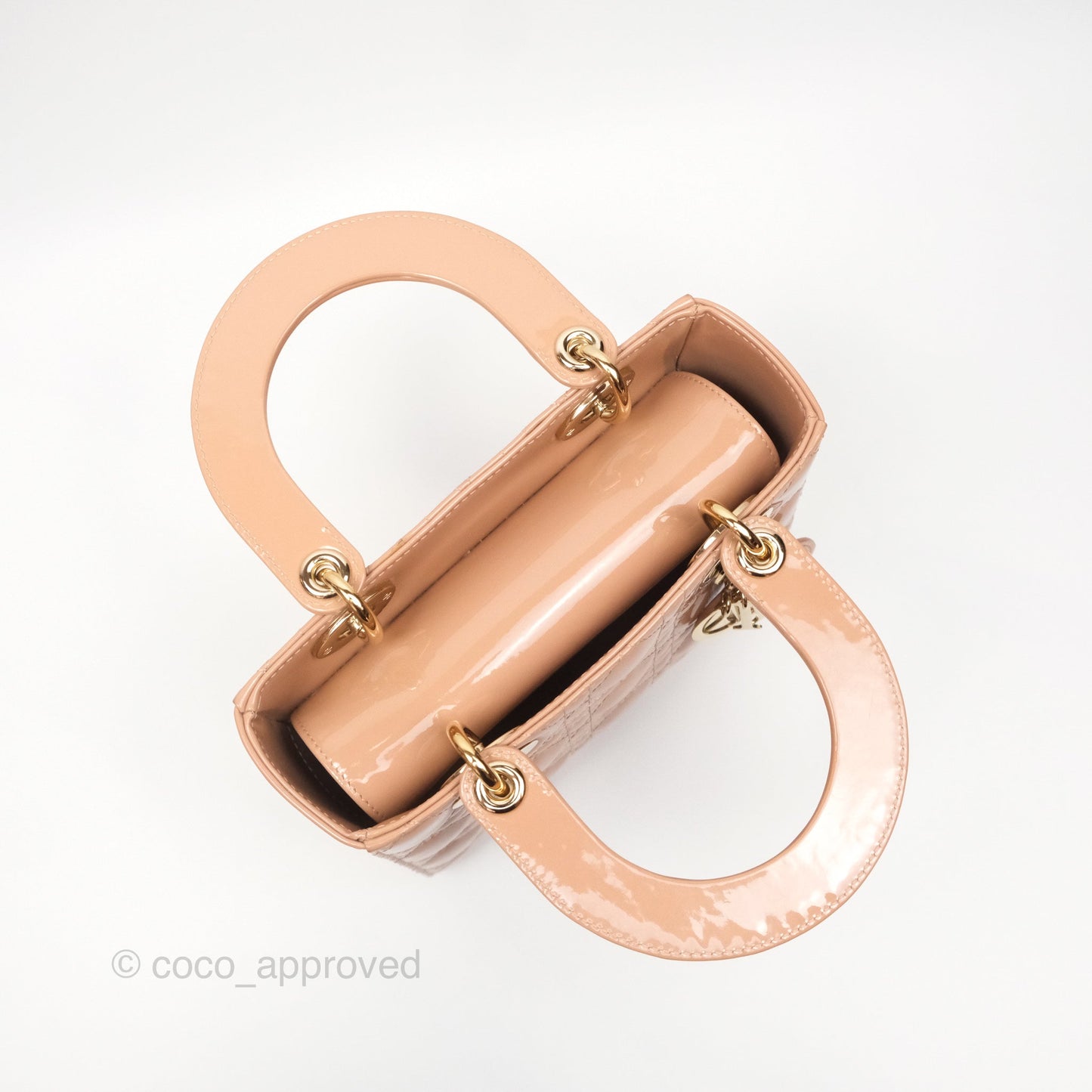 Christian Dior Small Lady Dior My ABCDior Beige Patent Gold Hardware