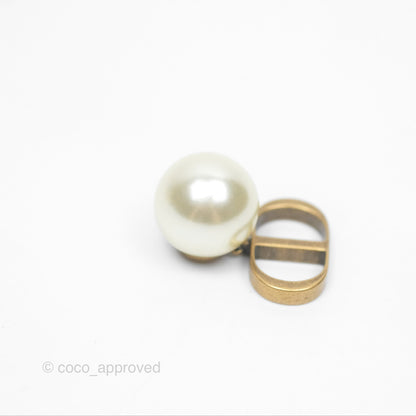 Christian Dior Tribales Pearl CD Earrings Gold Tone