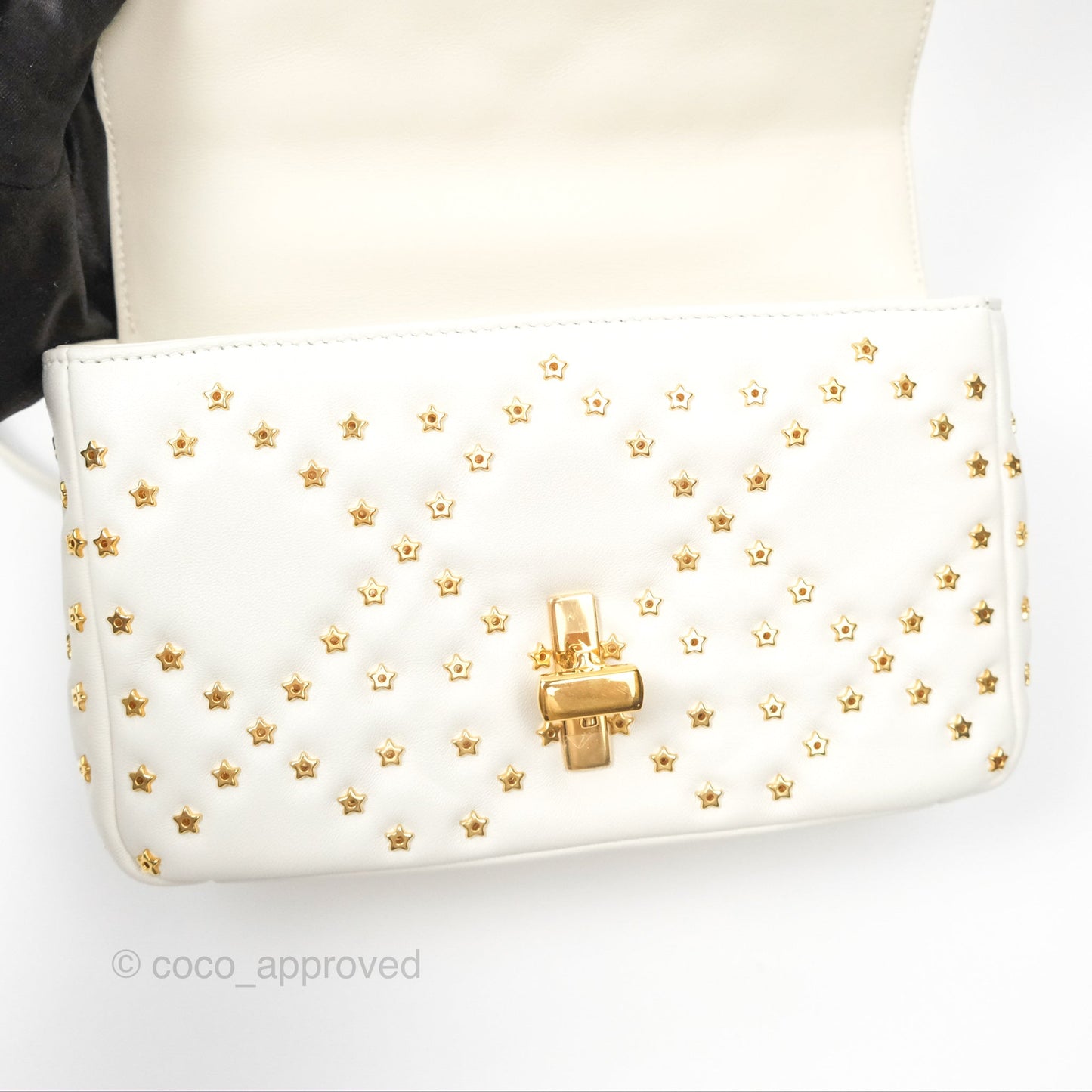 Dior Small Caro Bag Latte Lucky Star White Cannage Lambskin