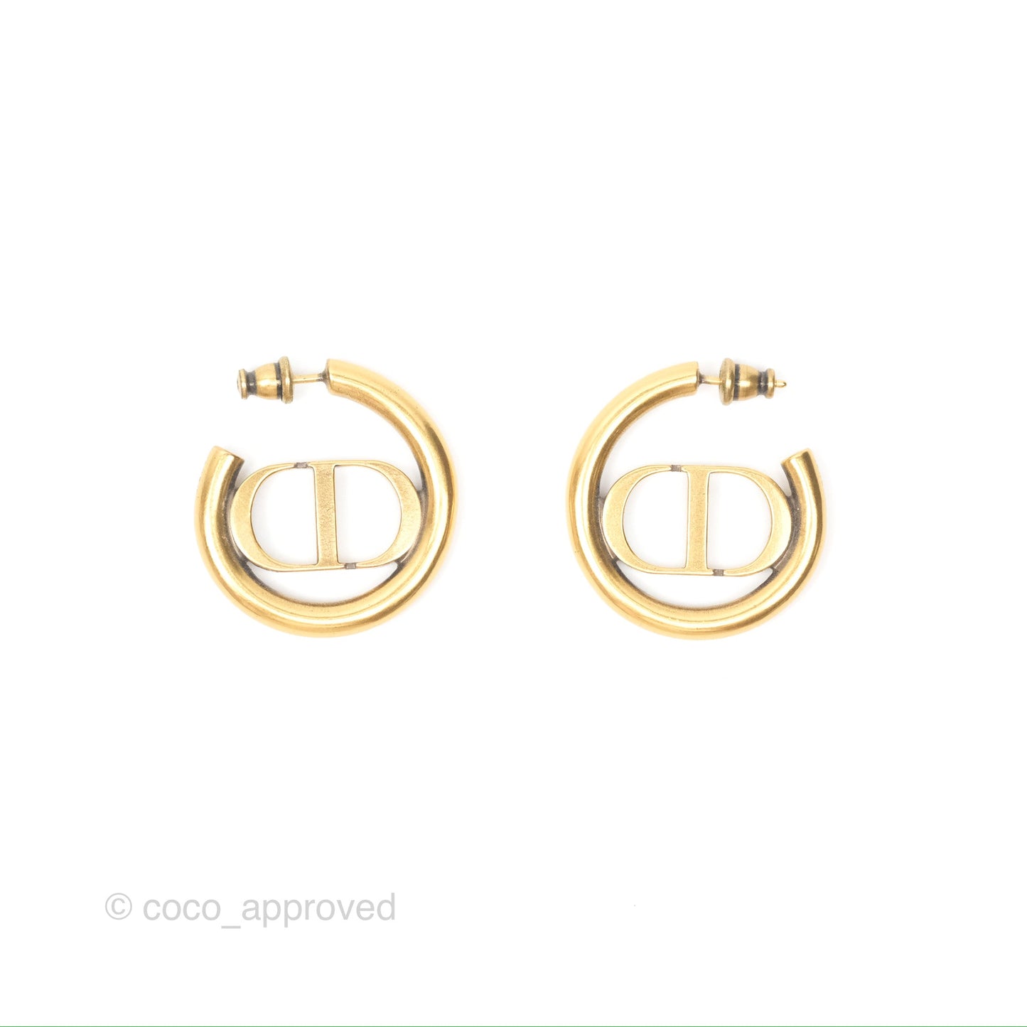 Christian Dior 30 Montaigne Hoop Earrings Gold Tone